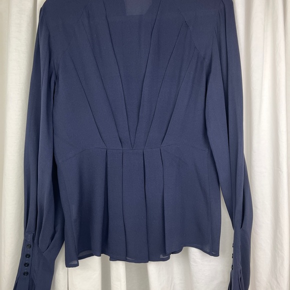 Vintage Charles Nolan New York Silk Navy Blue Blouse with Necktie // Size 10 - Picture 9 of 11